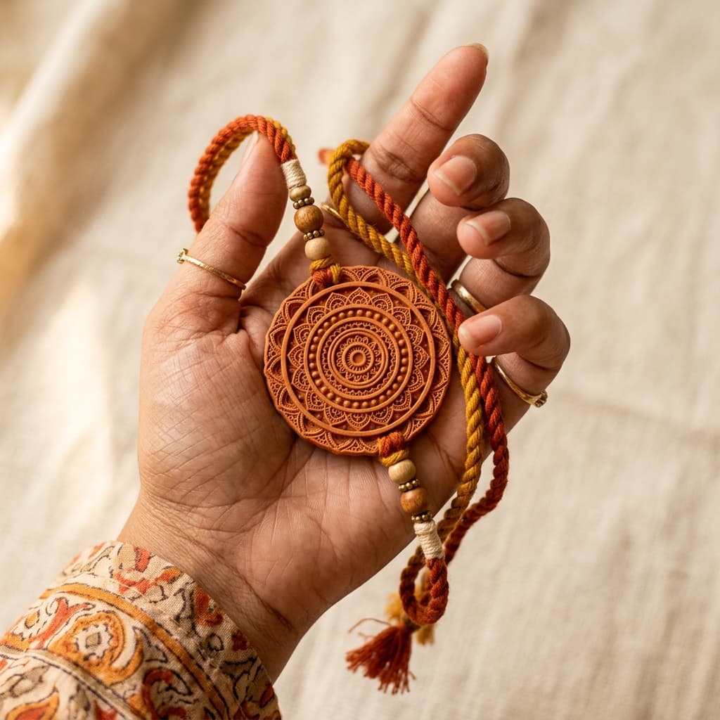 Holding the Rakhi